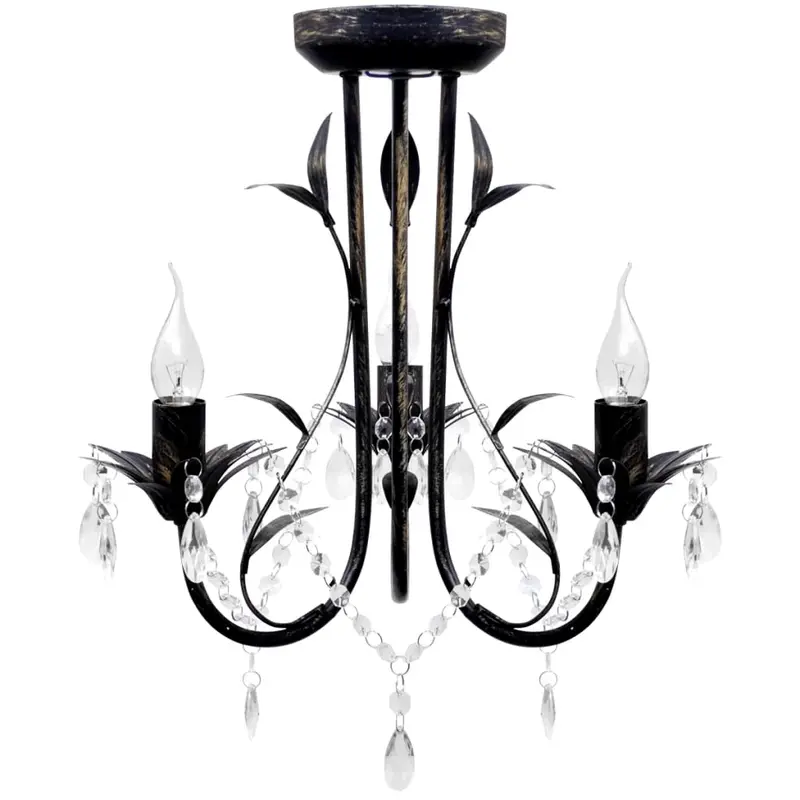 Lámpara de araña, candelabro negro estilo Art Nouveau, 3 x E14