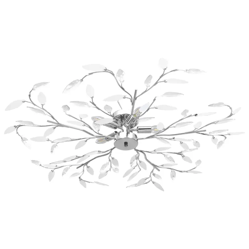 Lámpara de techo brazos cristal forma hoja 5 bombillas blanco
