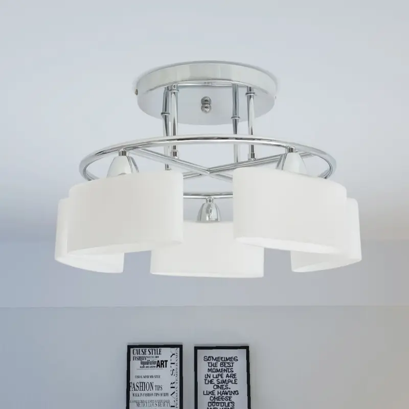 Lámpara de techo pantalla cristal elipse 5 bombillas E14 200 W