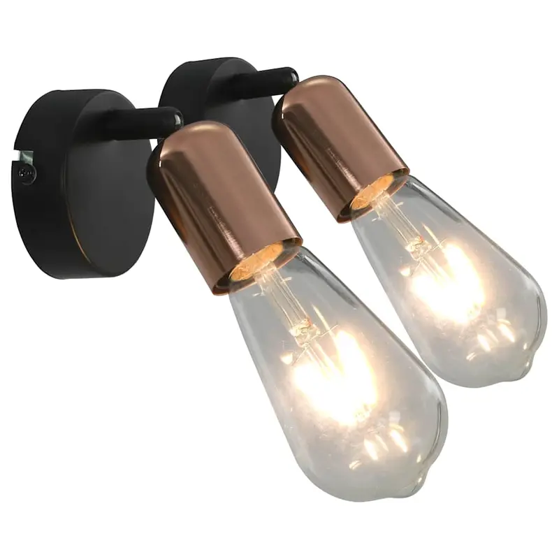 Lámpara focos 2 uds bombillas de filamento 2W negro cobre E27