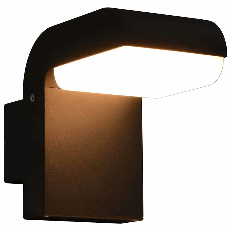 Lámpara LED de pared para jardín ovalada negra 9 W