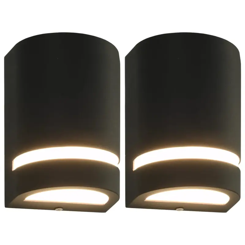 Lámparas de pared de exterior 2 uds 35 W negro semicircular