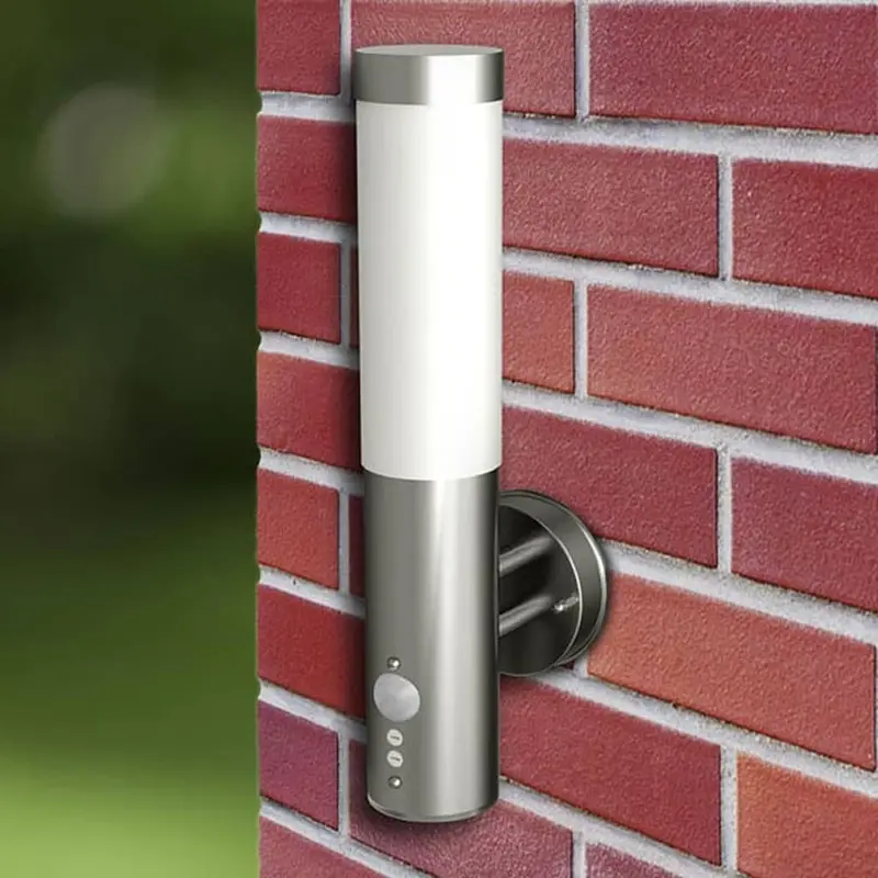 Lámparas de pared para exterior 2 uds. con detector de movimiento acero inoxidable