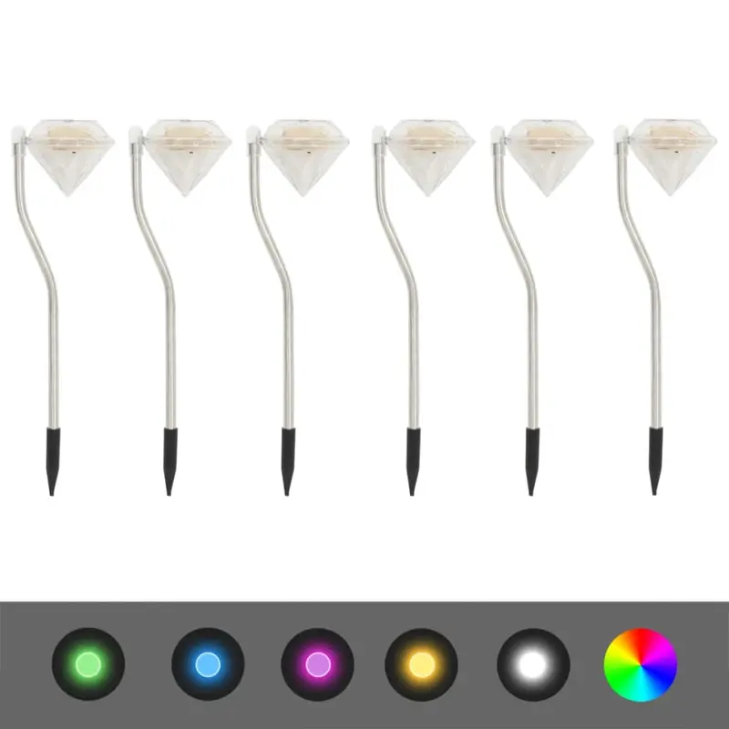 Lámparas LED solares para jardín 6 unidades 9x7,8x29,5 cm