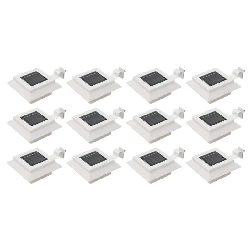 Lámparas solares cuadradas de exterior blancas 12 uds LED 12 cm