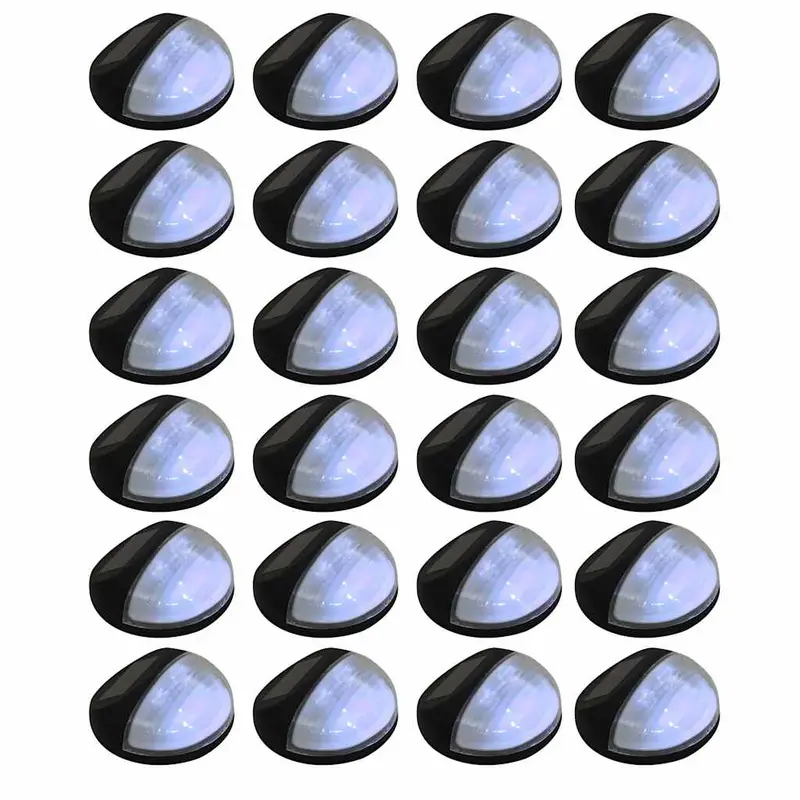 Lámparas solares de pared de exterior redondas negro LED 24 uds