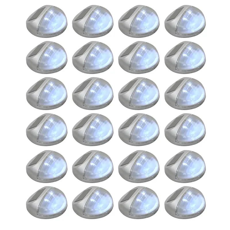 Lámparas solares LED de pared exterior redonda 24 uds plateadas