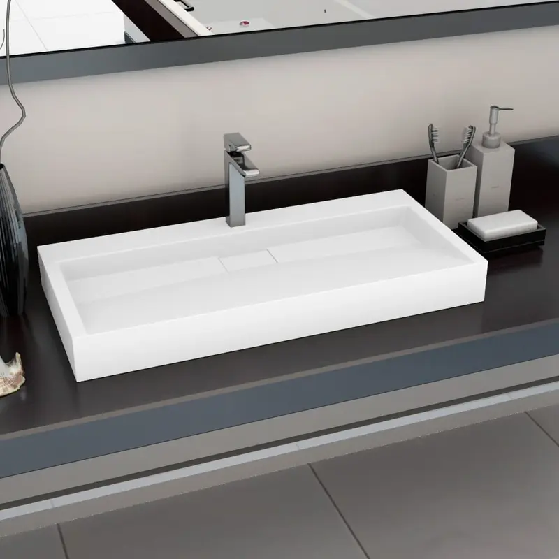 Lavabo 100x46x11 cm resina mineral/mármol blanco