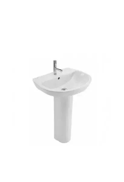 Lavabo con pedestal 50 cm porcelana blanca Unisan EASY