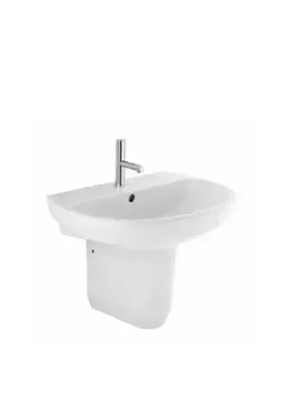 Lavabo con Semi Pedestal 50 cm Porcelana Blanca Unisan