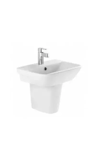 Lavabo con Semi Pedestal 50 cm Unisan – Porcelana Blanca