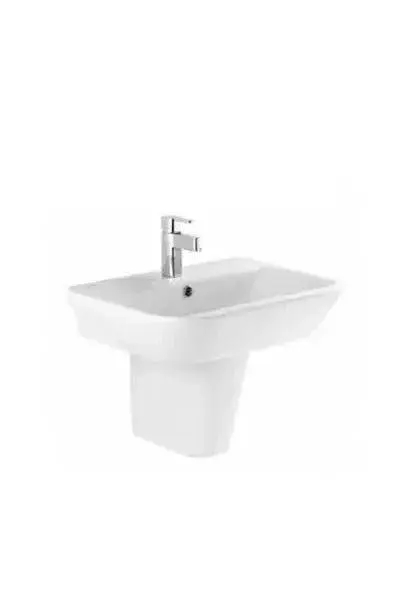 Lavabo con Semi Pedestal 60 cm Porcelana Blanca LOOK Unisan