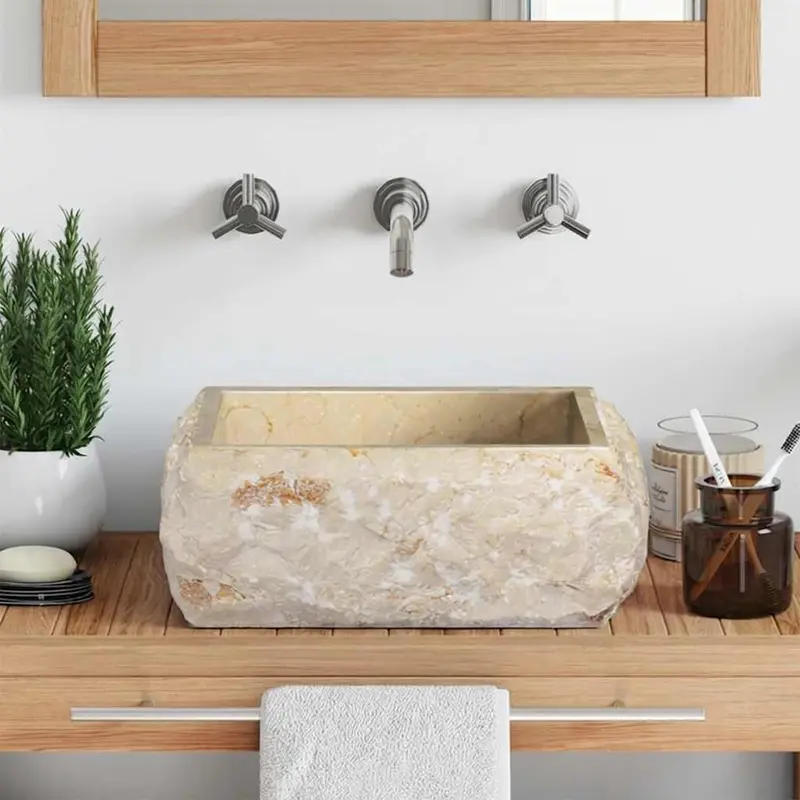 Lavabo crema mármol 30x30x13 cm