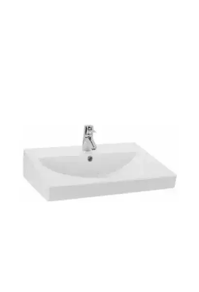 Lavabo de Encimera URBY Unisan 65 cm Blanco con Juego de Fijación