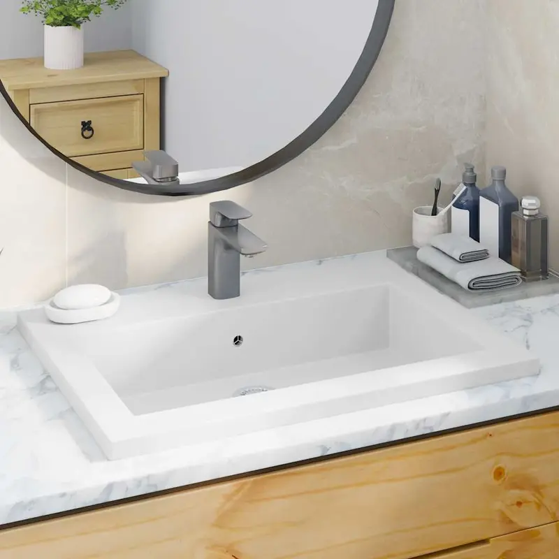 Lavabo de granito blanco 600x450x120 mm