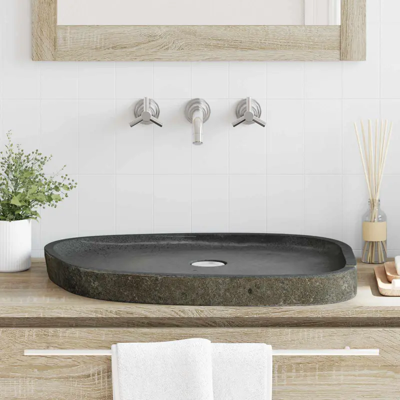 Lavabo de lavado Gris 65 x 50 x 6 cm Piedra de río