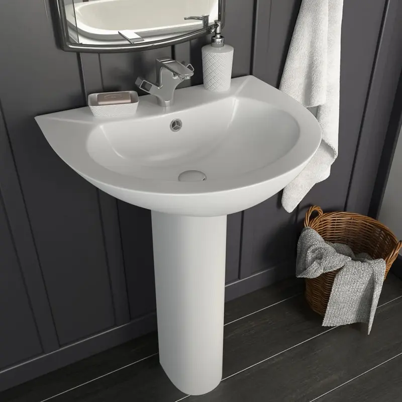 Lavabo de pie de cerámica blanco 520x440x190 mm