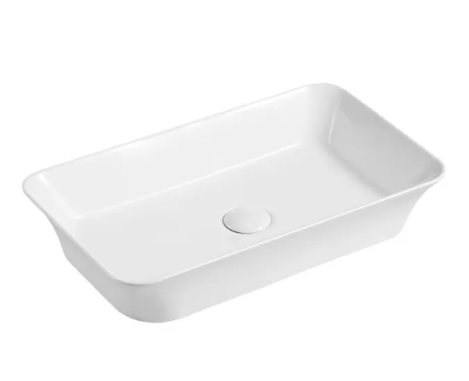 Lavabo de sobreencimera cerámico blanco con bordes finos y curvos Moi 58 de Aquore