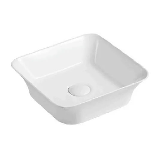 Lavabo de sobreencimera de cerámica blanco con bordes finos y curvos Moi 35 de Aquore