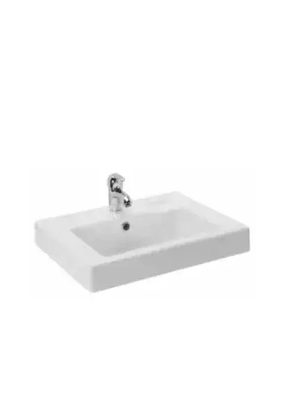 Lavabo Semi Empotrado Rectangular 55 cm Blanco Unisan LINHA