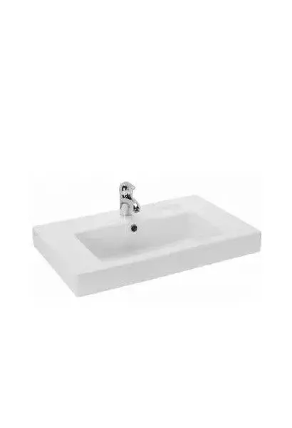 Lavabo Semi Encastrado 70 cm LINHA Unisan – Blanco, Rectangular, Porcelana