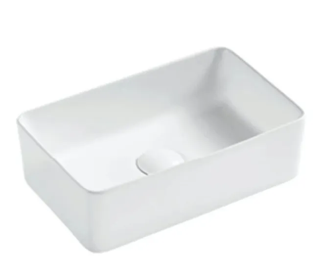 Lavabo sobre encimera blanco de cerámica compacto bordes finos curvos QTRO 38 de Aquore