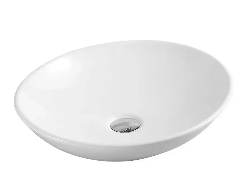 Lavabo sobreencimera blanco ovalado de cerámica con borde fino Boat 49 de Aquore