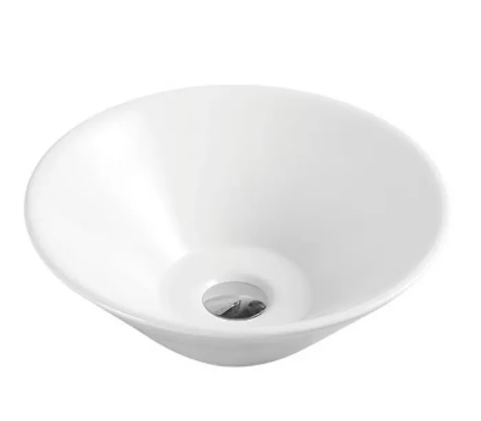 Lavabo sobreencimera blanco redondo de cerámica moderno y compacto sin grifería Spin 43 B de Aquore