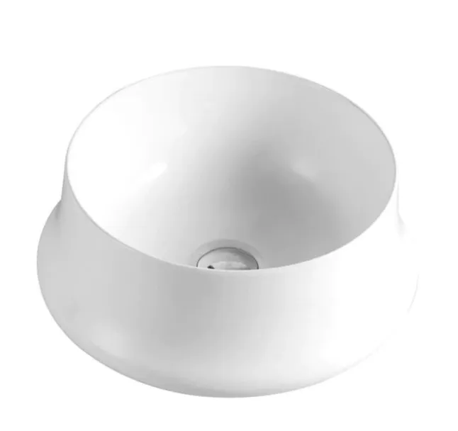Lavabo sobreencimera ceramica blanca redondo borde fino Lusso 40 de Aquore