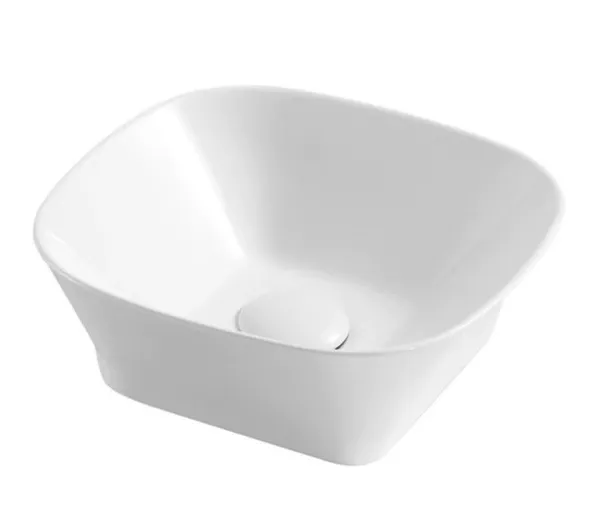 Lavabo sobreencimera cerámico blanco compacto con bordes ovalados diseño moderno Art 30 de Aquore