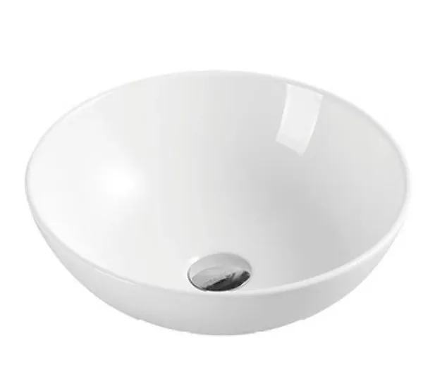 Lavabo sobreencimera circular blanco de cerámica con interior curvo moderno Spin 40 de Aquore
