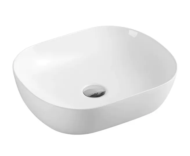 Lavabo sobreencimera ovalado ceramica blanco compacto con bordes finos EVEA 47 de Aquore