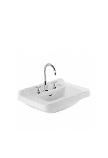 Lavabo Tres Orificios 58 cm Vitreous China Blanco Vintage Unisan