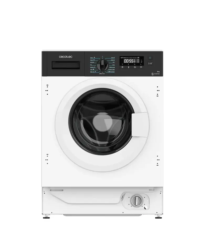 Lavadora Integrable 8kg, 1350rpm, Eficiencia A, Motor Inverter, SteamMax, 16 Programas de Cecotec