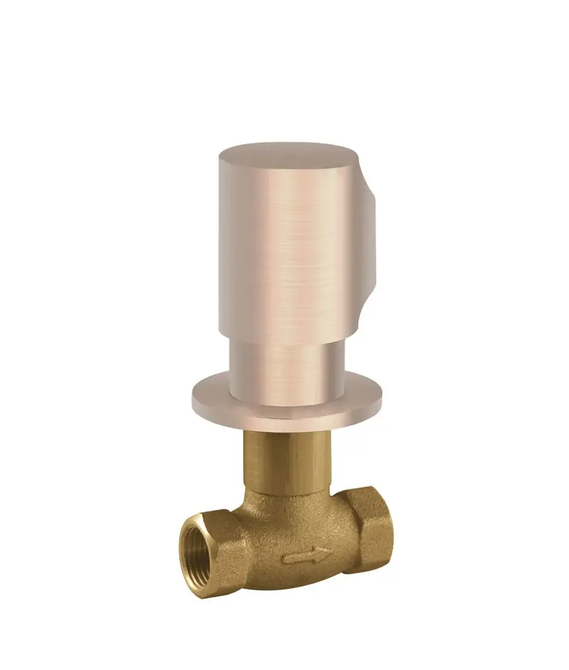 Llave de paso empotrada con rosca hembra 12 con acabado oro rosa mate 24K TRES