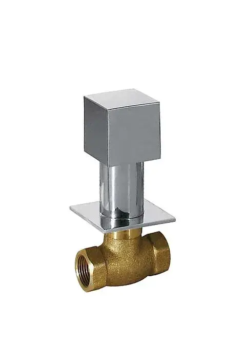 Llave de paso para baño de forma cuadrada con rosetón de latón cromado Cuadro TRES