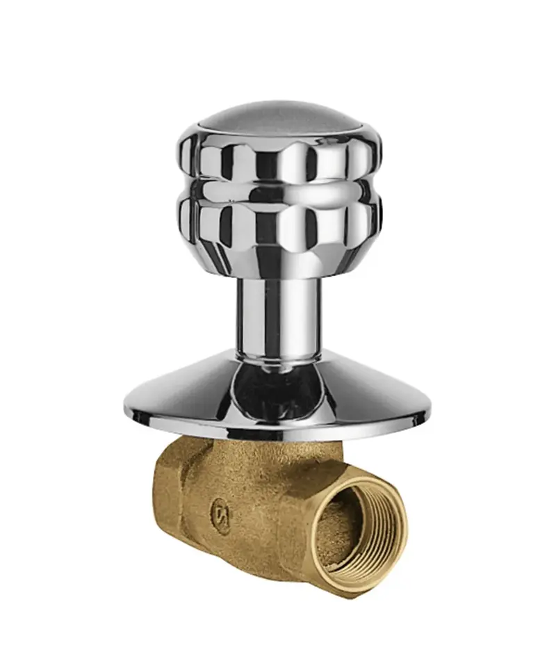 Llave de paso para empotrar en pared de agua fría fabricada en latón con acabado cromado Ese-23 Basic TRES