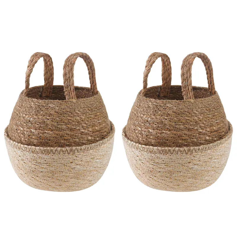 Maceta con asas 2 pcs Blanco Ø 22 x 20 cm 100% Hierba marina