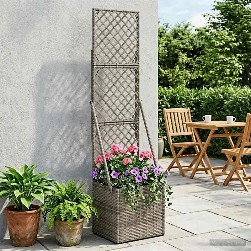 Maceta de jardín con enrejado Gris 35 x 30 x 135 cm