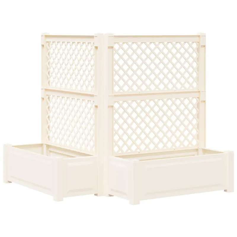 Maceta Grande con Trellis 2 pcs Blanco 143 x 143 x 133,5 cm PP
