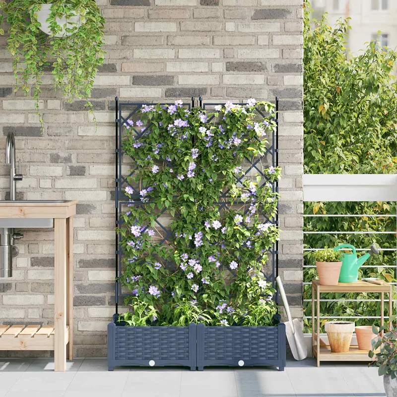 Macetero de Jardín 2 pcs Gris 80 x 40 x 125,5 cm Plástico