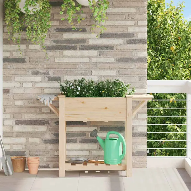 Macetero de Jardín con estante Beige 111 x 37 x 76,5 cm