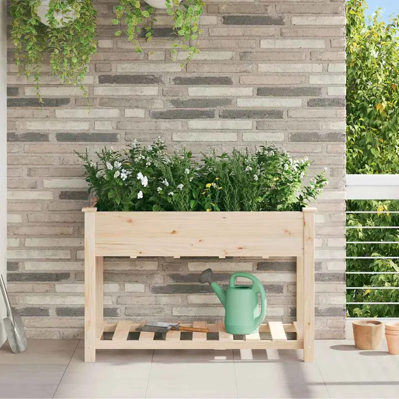 Macetero de Jardín con estante Beige 115 x 59 x 76,5 cm