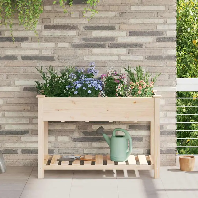 Macetero de Jardín con estante Beige 115 x 59 x 76,5 cm