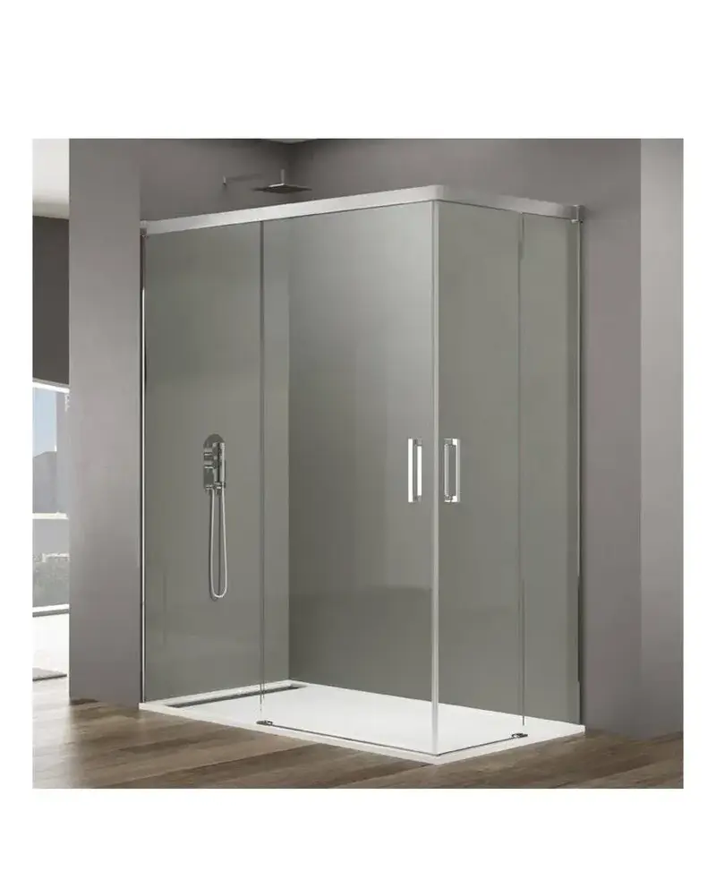 Mampara Angular 2 Hojas Correderas Vidrio Templado 6mm BASIC GME - A Medida