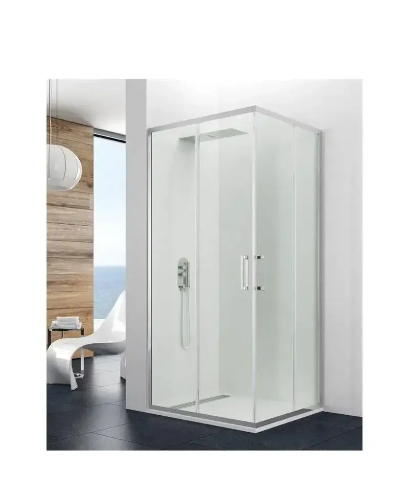 Mampara Angular 4 Hojas 2 Correderas Vidrio Templado 8mm PRESTIGE GME | A Medida