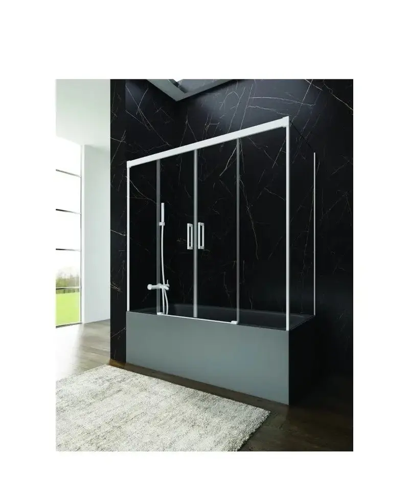 Mampara Angular Bañera 3 Fijas 2 Correderas 6+8mm Basic Spazio GME