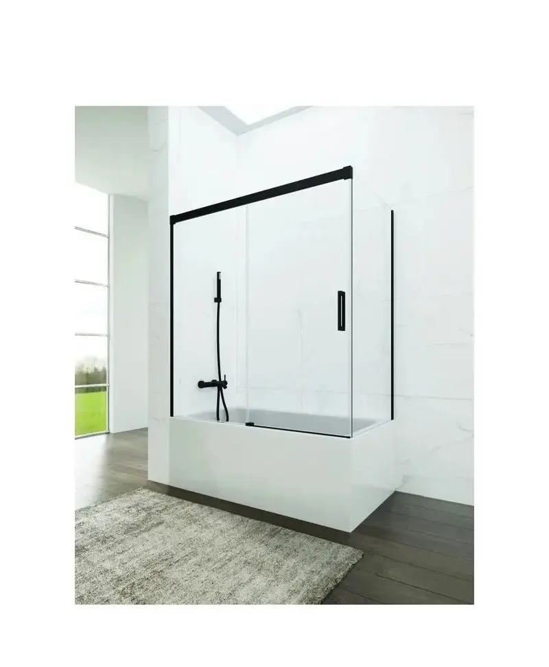 Mampara Angular Bañera 3 Hojas Negro GME | A Medida 140-170cm