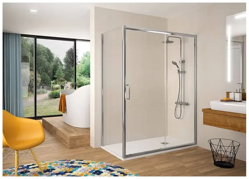 Mampara angular corredera para ducha con cristal templado Bel-La BL607 Kassandra