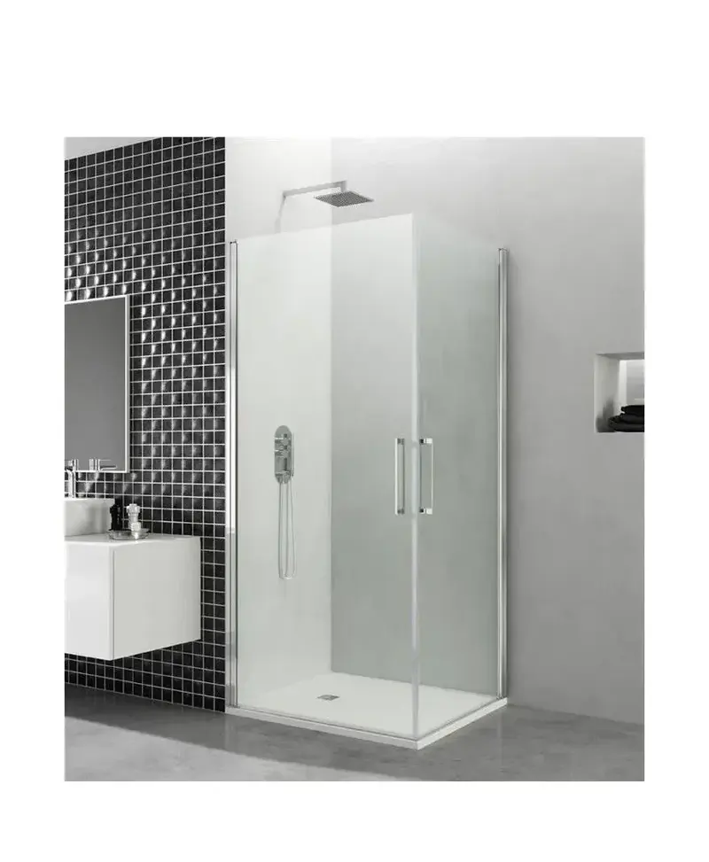 Mampara Angular de Ducha OPEN GME 2 Hojas Abatibles Vidrio Templado 6mm A Medida